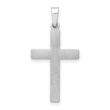 Hollow Brushed Latin Cross Charm Pendant in Real 14k White Gold