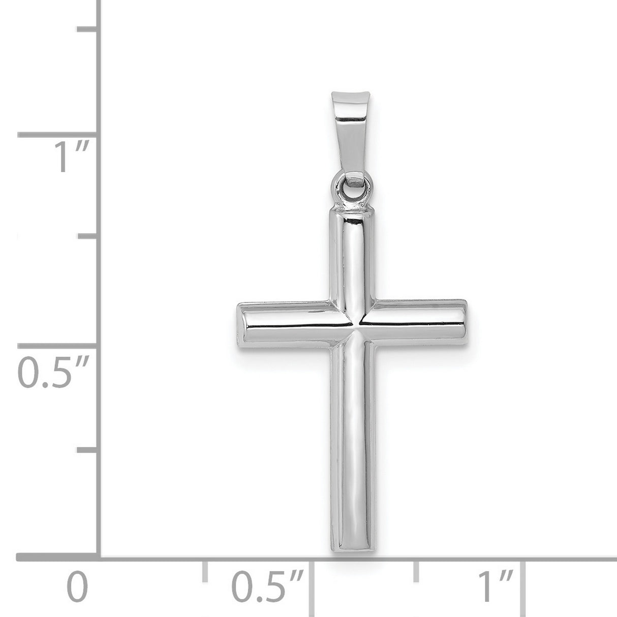 Hollow Brushed Latin Cross Charm Pendant in Real 14k White Gold