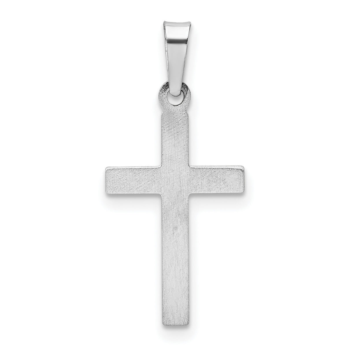 Hollow Polished Latin Cross Charm Pendant in Real 14k White Gold