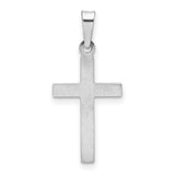 Hollow Polished Latin Cross Charm Pendant in Real 14k White Gold