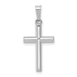 Hollow Polished Latin Cross Charm Pendant in Real 14k White Gold