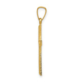 14k Yellow Gold Latin Cross Pendant, Textured and Polished Christian Charm, Unisex Religious Jewelry