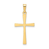 14k Yellow Gold Latin Cross Pendant, Textured and Polished Christian Charm, Unisex Religious Jewelry