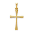 14k Yellow Gold Latin Cross Pendant, Textured and Polished Christian Charm, Unisex Religious Jewelry