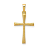 14k Yellow Gold Latin Cross Pendant, Textured and Polished Christian Charm, Unisex Religious Jewelry