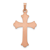 Fleur De Lis Cross With Rhodium Latin Cross Charm Pendant in Real 14k Rose Gold