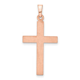 Hollow Brushed And Polished Latin Cross Charm Pendant in Real 14k Rose Gold