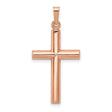 Hollow Brushed And Polished Latin Cross Charm Pendant in Real 14k Rose Gold