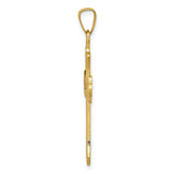 14k Yellow Gold Cross Pendant with Ornate Scroll Design and Textured Accents