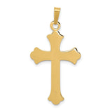 14k Yellow Gold Cross Pendant with Ornate Scroll Design and Textured Accents