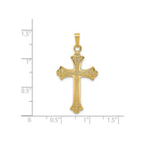 14k Yellow Gold Cross Pendant with Ornate Scroll Design and Textured Accents