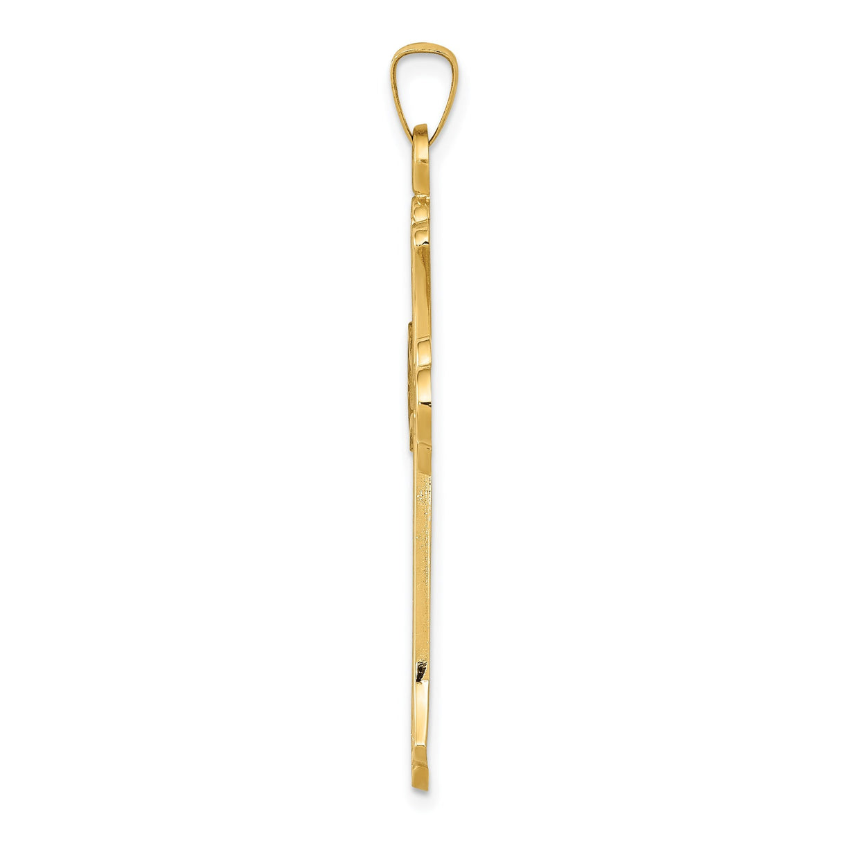 14k Yellow Gold Cross Pendant with Scroll Detailing and Textured Finish