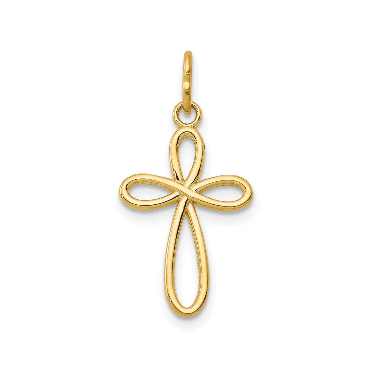 14k Yellow Gold Infinity Cross Pendant with Flowing Loop Design