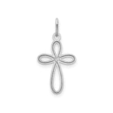 14k White Gold Cross Pendant with Open Infinity Loop Design, Christian Symbolic Jewelry