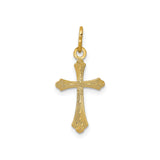14k Yellow Gold Cross Pendant with Flared Tips and Ornate Detailing for Women