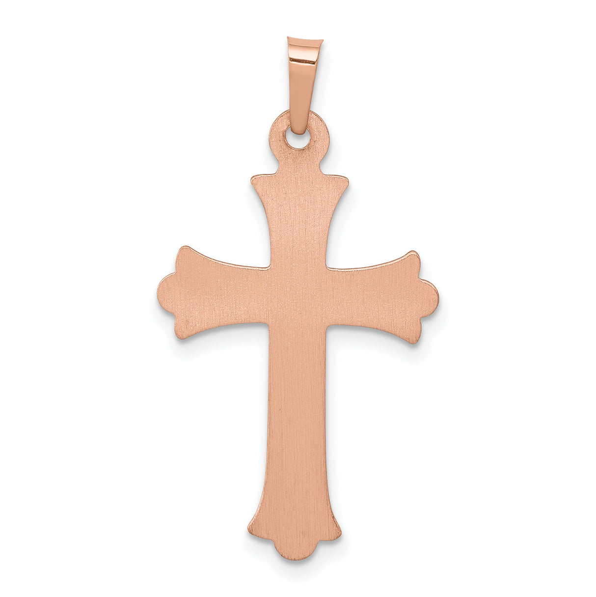 Textured Fleur De Lis Cross With Inset Rhodium Latin Cross Charm Pendant in Real 14k Multi-Tone Gold