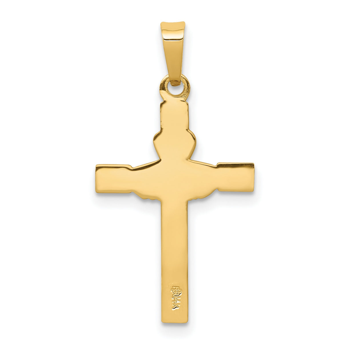 Latin Cross With Claddagh Symbol And Accented Heart Charm Pendant in Real 14k Multi-Tone Gold