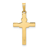 Latin Cross With Claddagh Symbol And Accented Heart Charm Pendant in Real 14k Multi-Tone Gold