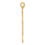 14k Yellow Gold Cross Pendant with Floral Scroll Design, Christian Religious Charm for Women