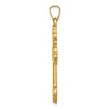 14k Yellow Gold Cross Pendant with Intricate Scrollwork Design, Christian Religious Charm for Women