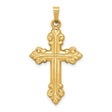 14k Yellow Gold Cross Pendant with Intricate Scrollwork Design, Christian Religious Charm for Women