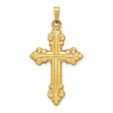 14k Yellow Gold Cross Pendant with Intricate Scrollwork Design, Christian Religious Charm for Women