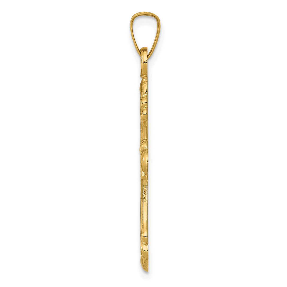 14k Yellow Gold Cross Pendant with Fleur-de-Lis Detailing, Christian Religious Jewelry for Women