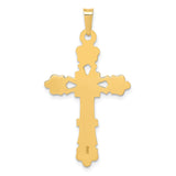 14k Yellow Gold Cross Pendant with Ornate Filigree and Floral Scrollwork Design