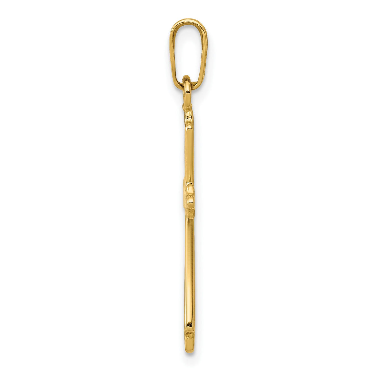 14k Yellow Gold Cross Pendant with Flared Edge, Christian Religious Jewelry for Women