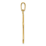 14k Yellow Gold Cross Pendant with Flared Edge, Christian Religious Jewelry for Women