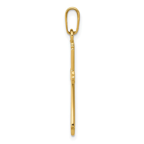 14k Yellow Gold Cross Pendant with Flared Edge, Christian Religious Jewelry for Women