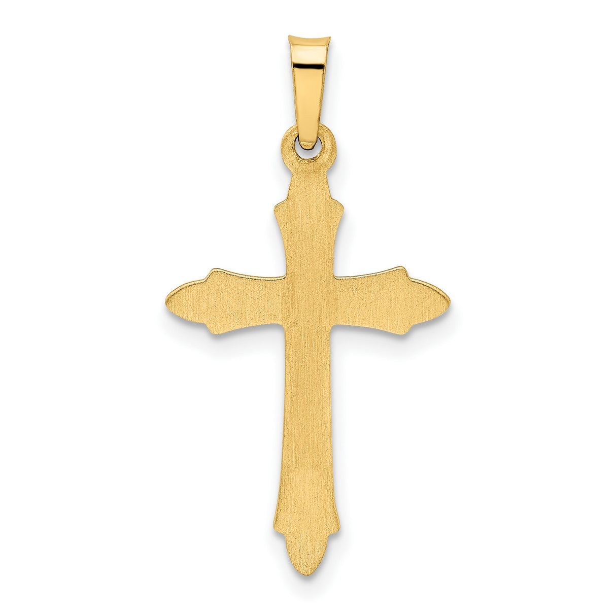 Textured And Polished Patonce Passion Cross Charm Pendant in Real 14k Yellow Gold