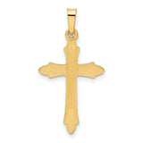 Textured And Polished Patonce Passion Cross Charm Pendant in Real 14k Yellow Gold