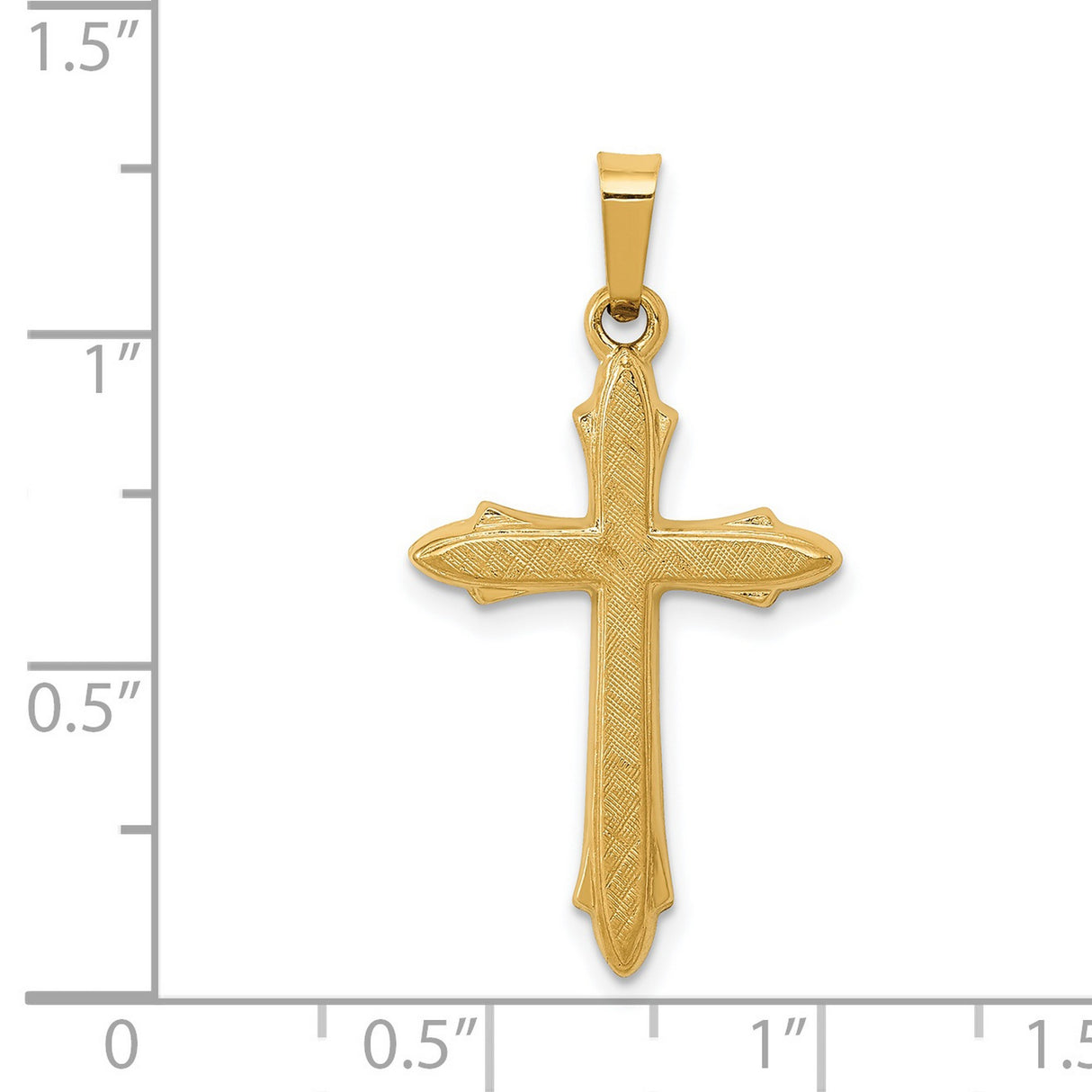 Textured And Polished Patonce Passion Cross Charm Pendant in Real 14k Yellow Gold