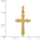 Textured And Polished Patonce Passion Cross Charm Pendant in Real 14k Yellow Gold