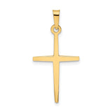 14k Yellow Gold Cross Pendant, Tapered Latin Design, Minimalist Religious Charm for Men or Women