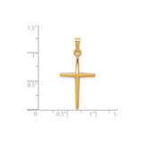 14k Yellow Gold Cross Pendant, Tapered Latin Design, Minimalist Religious Charm for Men or Women