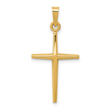 14k Yellow Gold Cross Pendant, Tapered Latin Design, Minimalist Religious Charm for Men or Women