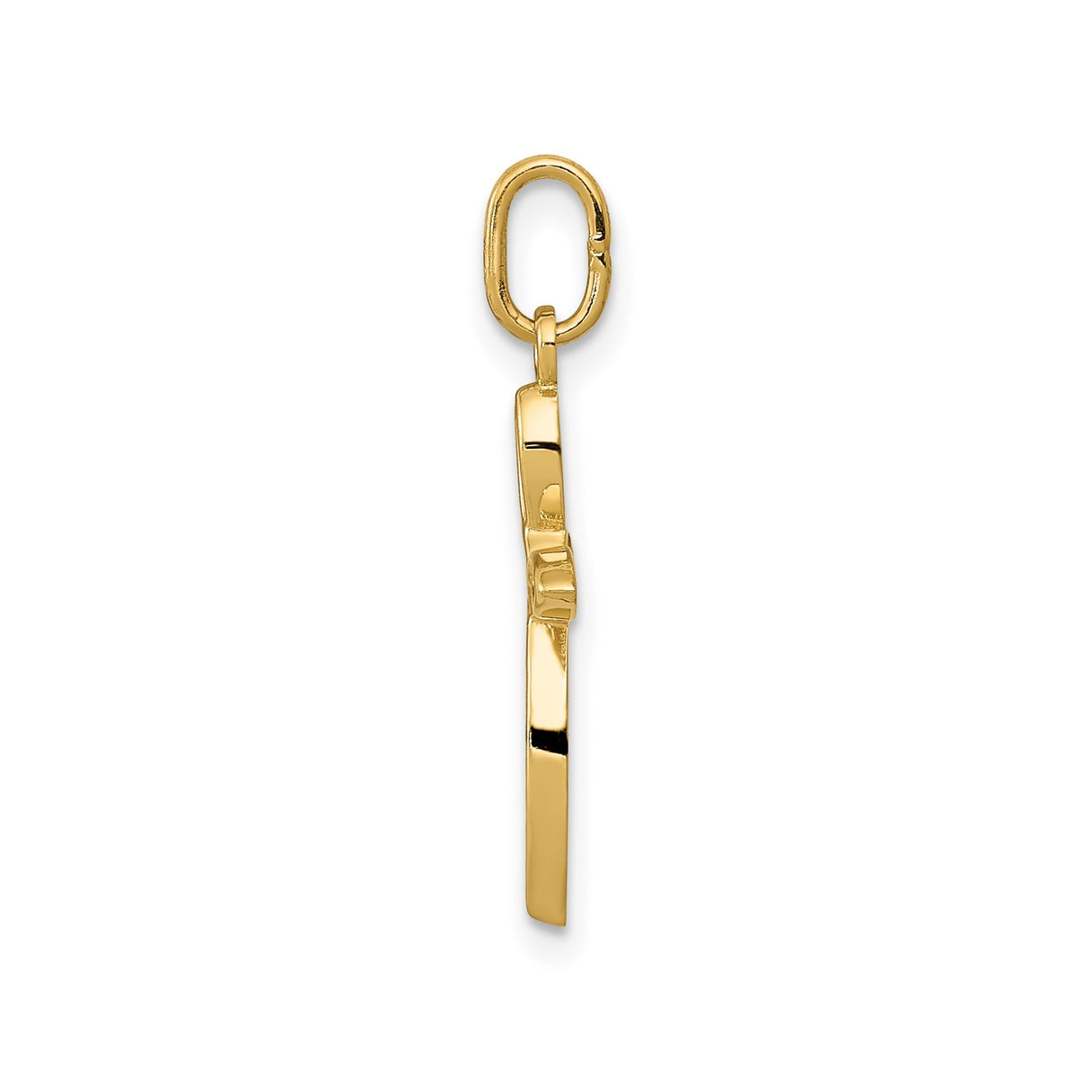 14k Yellow Gold Cross Pendant with Openwork Marquise Design, Christian Religious Charm