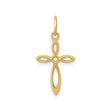 14k Yellow Gold Cross Pendant with Openwork Marquise Design, Christian Religious Charm