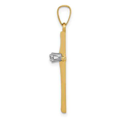 14k Yellow Gold Cross Pendant with Diamond Accent, Christian Religious Jewelry for Women