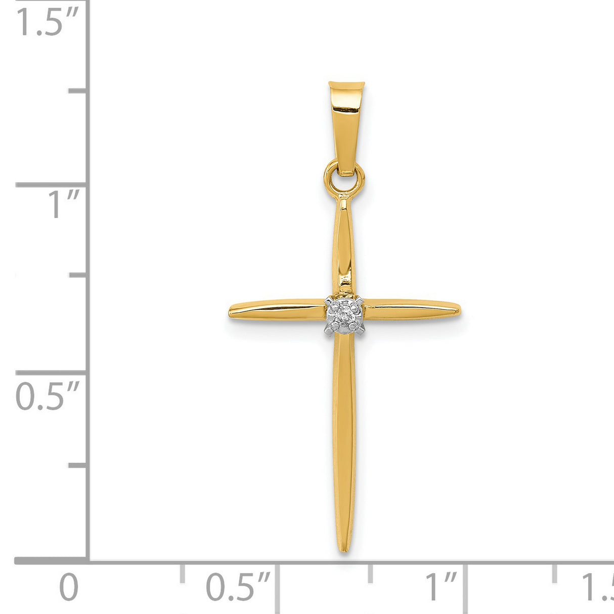 14k Yellow Gold Cross Pendant with Diamond Accent, Christian Religious Jewelry for Women