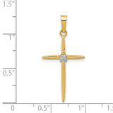 14k Yellow Gold Cross Pendant with Diamond Accent, Christian Religious Jewelry for Women