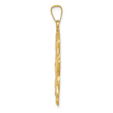 14k Yellow Gold Jerusalem Cross Pendant, Polished Religious Flat Back Charm for Men and Women