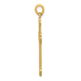 14k Yellow Gold Budded Cross Pendant with Diamond Accent, Ornate Christian Design