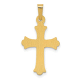 Polished INRI Fleur De Lis Crucifix Charm Pendant in Real 14k Multi-Tone Gold