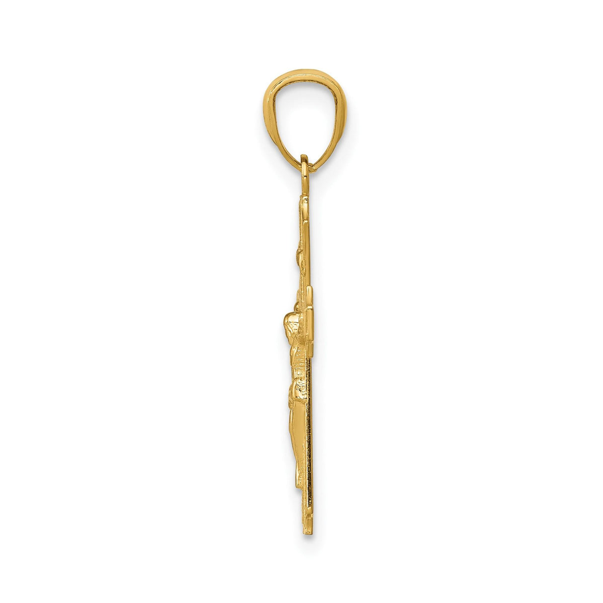 14k Yellow Gold Crucifix Pendant with Textured Finish, Christian Cross Design for Men and Women