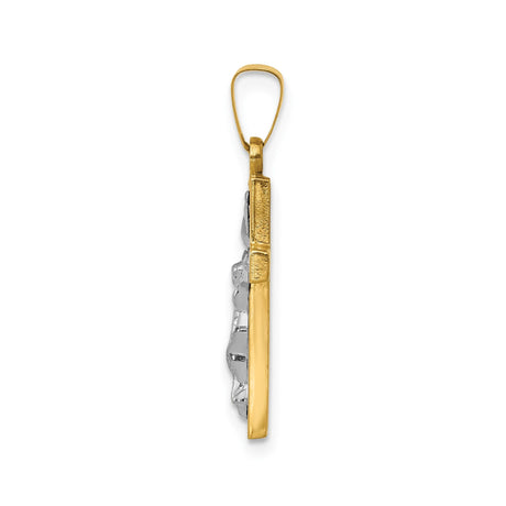 14k Multi-Tone Gold Crucifix Pendant with INRI Latin Cross for Men and Women