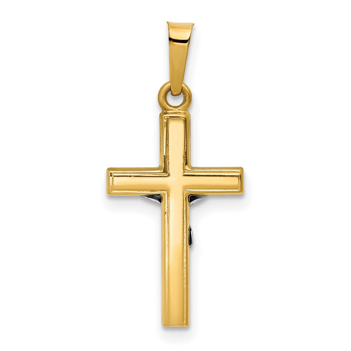 Polished INRI Latin Crucifix Charm Pendant in Real 14k Multi-Tone Gold