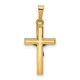 Polished INRI Latin Crucifix Charm Pendant in Real 14k Multi-Tone Gold